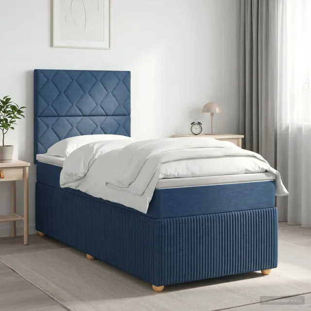 vidaXL Boxspringbed met matras met hoofdeinde Blauw 90 x 200 cm Stof