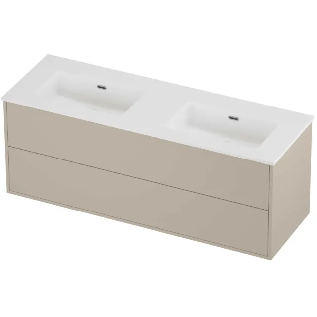 Proline Tribute Badmeubelset Porselein Elegant Dubbel 140x46x54 cm Mat White Soft Linen Beige