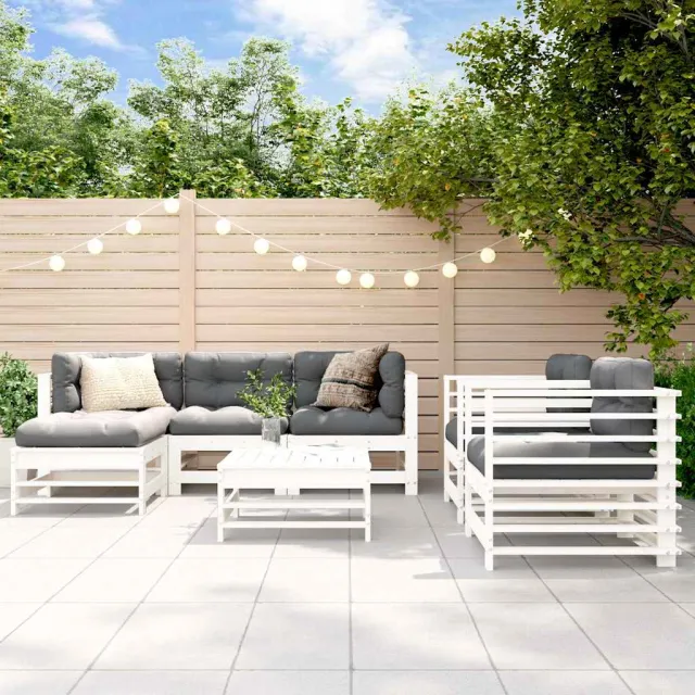 vidaXL 7-delige Loungeset massief grenenhout wit, foto 2