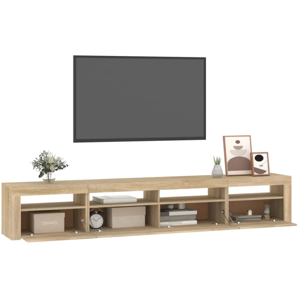 vidaXL Tv-meubel met LED-verlichting 240x35x40 cm sonoma eikenkleurig, foto 3