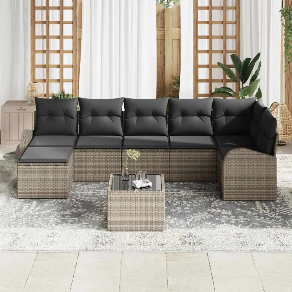 vidaXL Tuin Sofa Set 8 st Grijs [Synthetisch]: Poly Rattan, foto 2