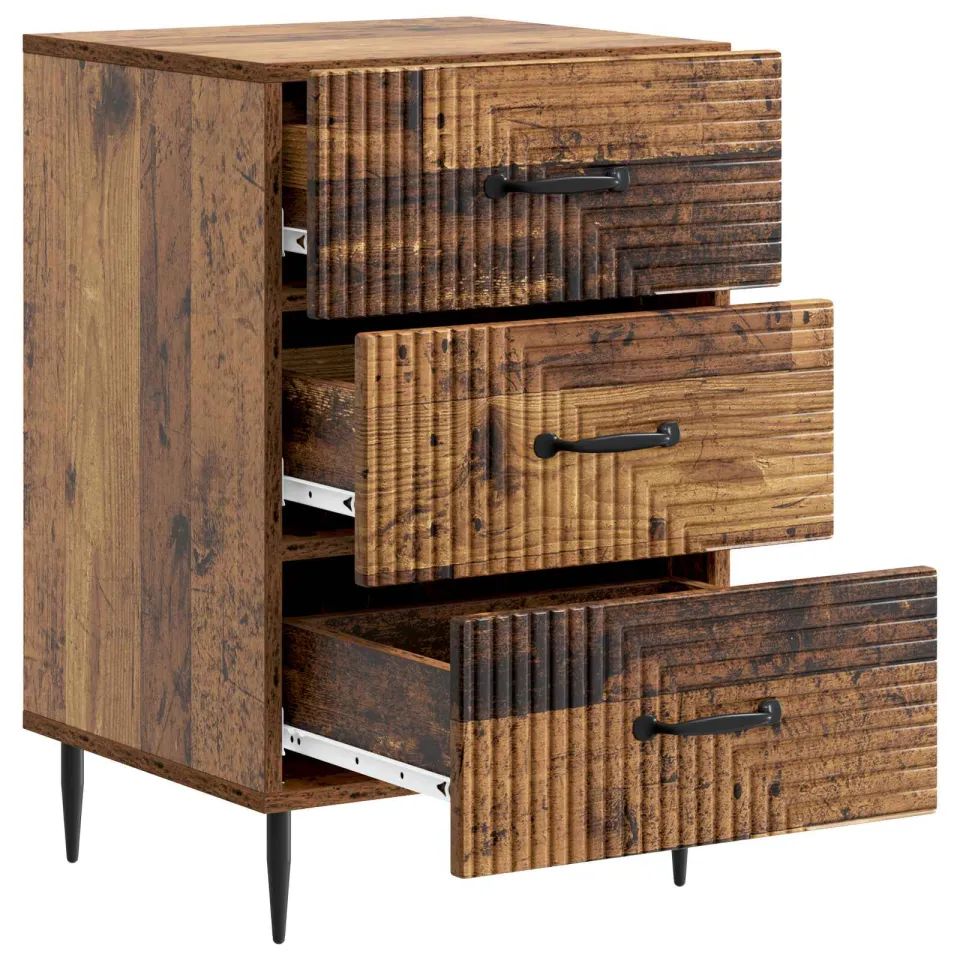 vidaXL Nachtkastje Oud hout 43 x 41 x 66,5 cm Bewerkt hout bruin, foto 4