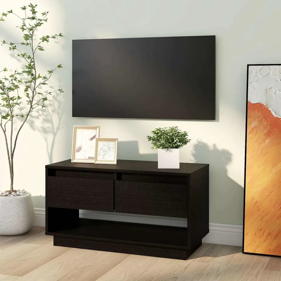 vidaXL Tv-meubel 74x34x40 cm massief grenenhout zwart, foto 3