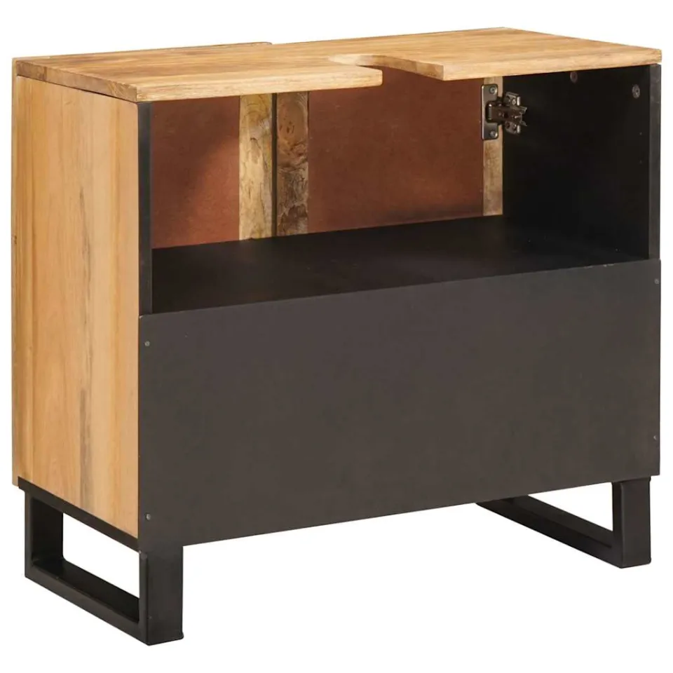 vidaXL Badkamer wastafelkast Bruin 62 x 33 x 58 cm Massief Mango Hout, foto 3