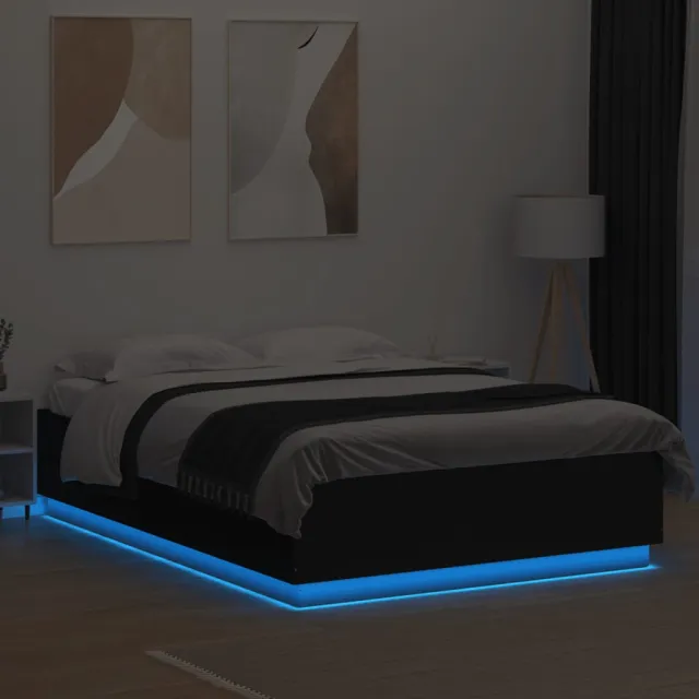vidaXL Bedframe met LED zonder matras 150x200 cm zwart