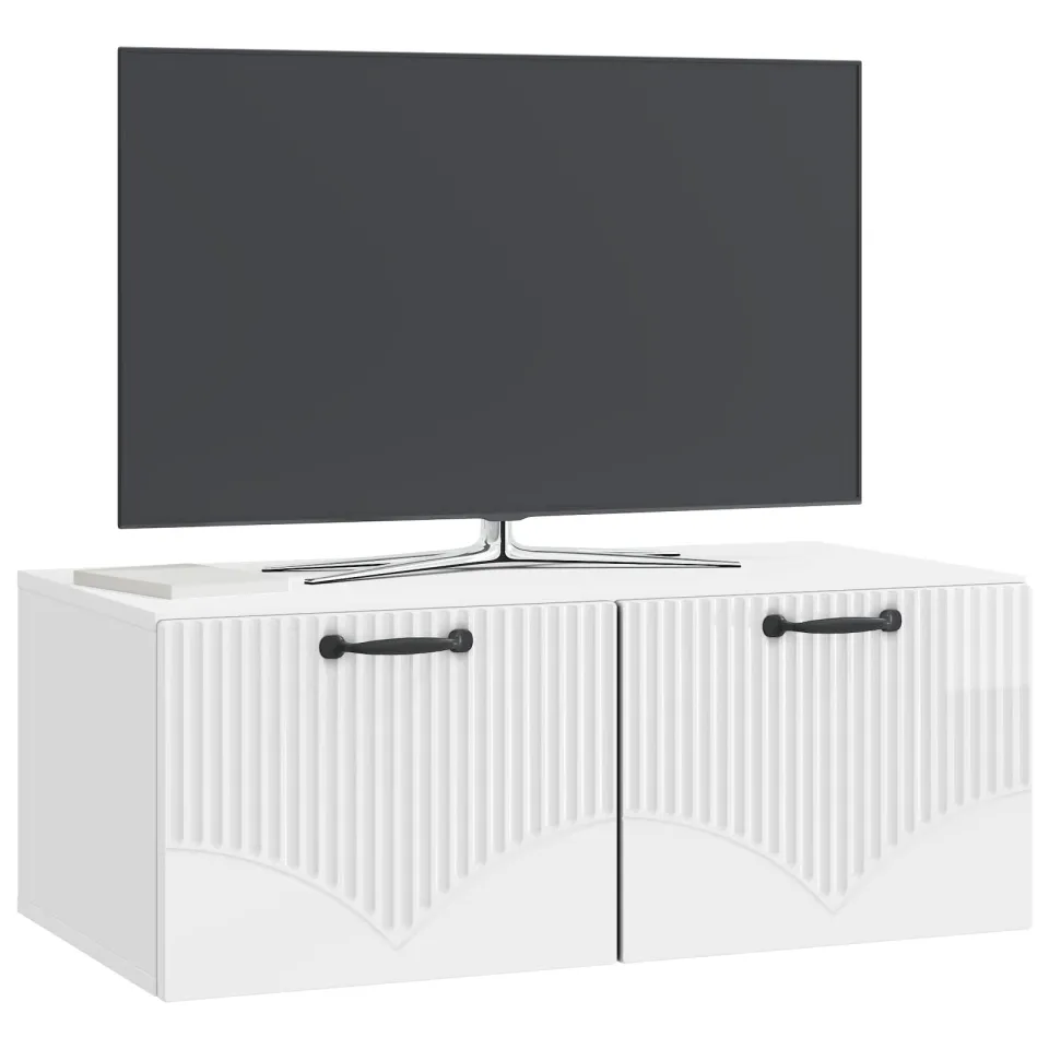 vidaXL Wandbeugel TV-kast Hoogglans Wit 78,5 x 41 x 30 cm Bewerkt hout