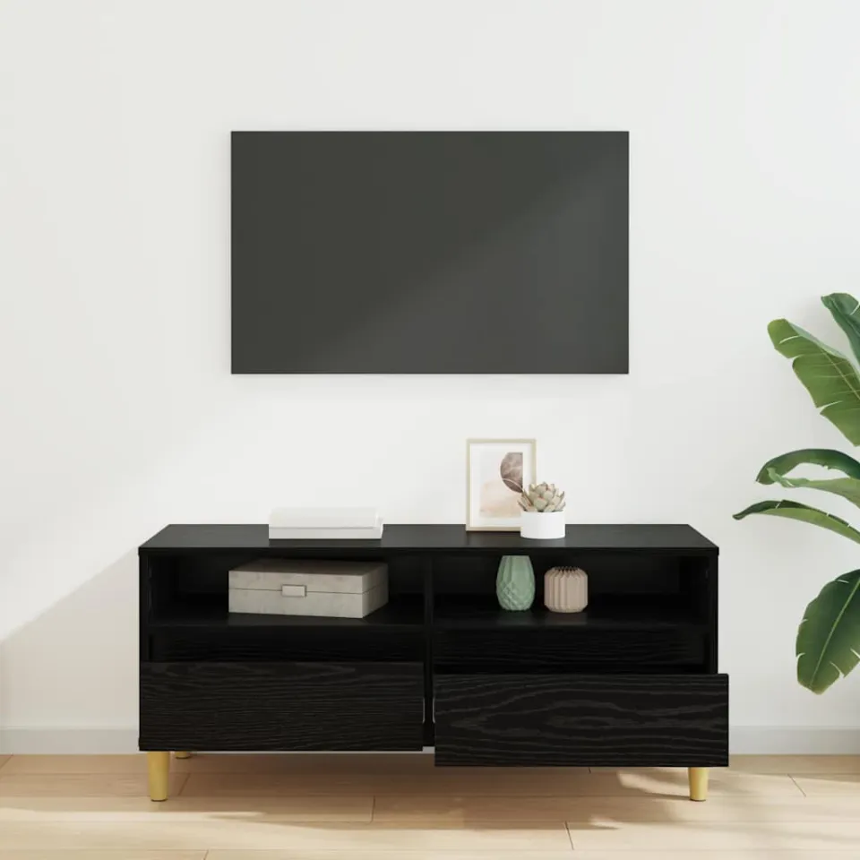 vidaXL TV-kast 100 x 34,5 x 44,5 cm Zwart Eiken Bewerkt hout, foto 3