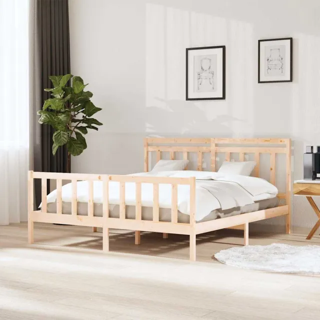 vidaXL Bedframes Naturel 160 x 200 cm Solid Pine Wood Bruin