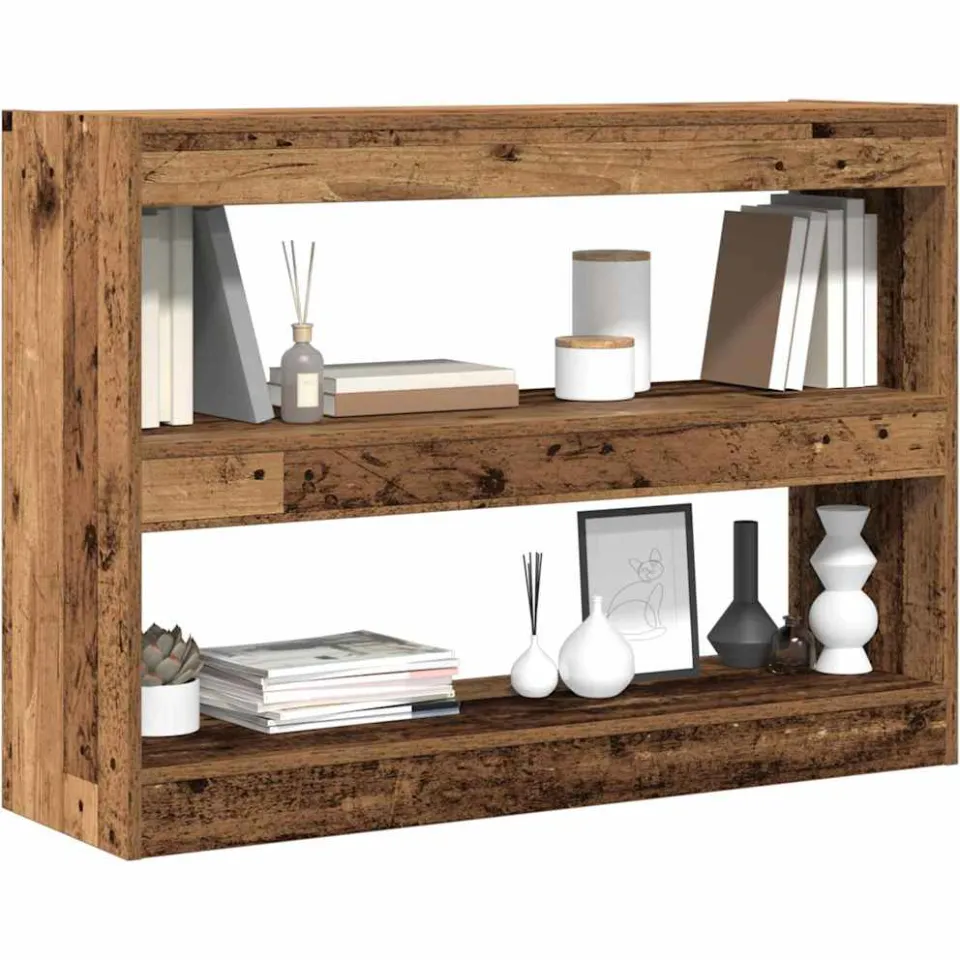 vidaXL Boekenkast 2-laags 100 x 30 x 72 cm Bewerkt hout Oud hout bruin, foto 2