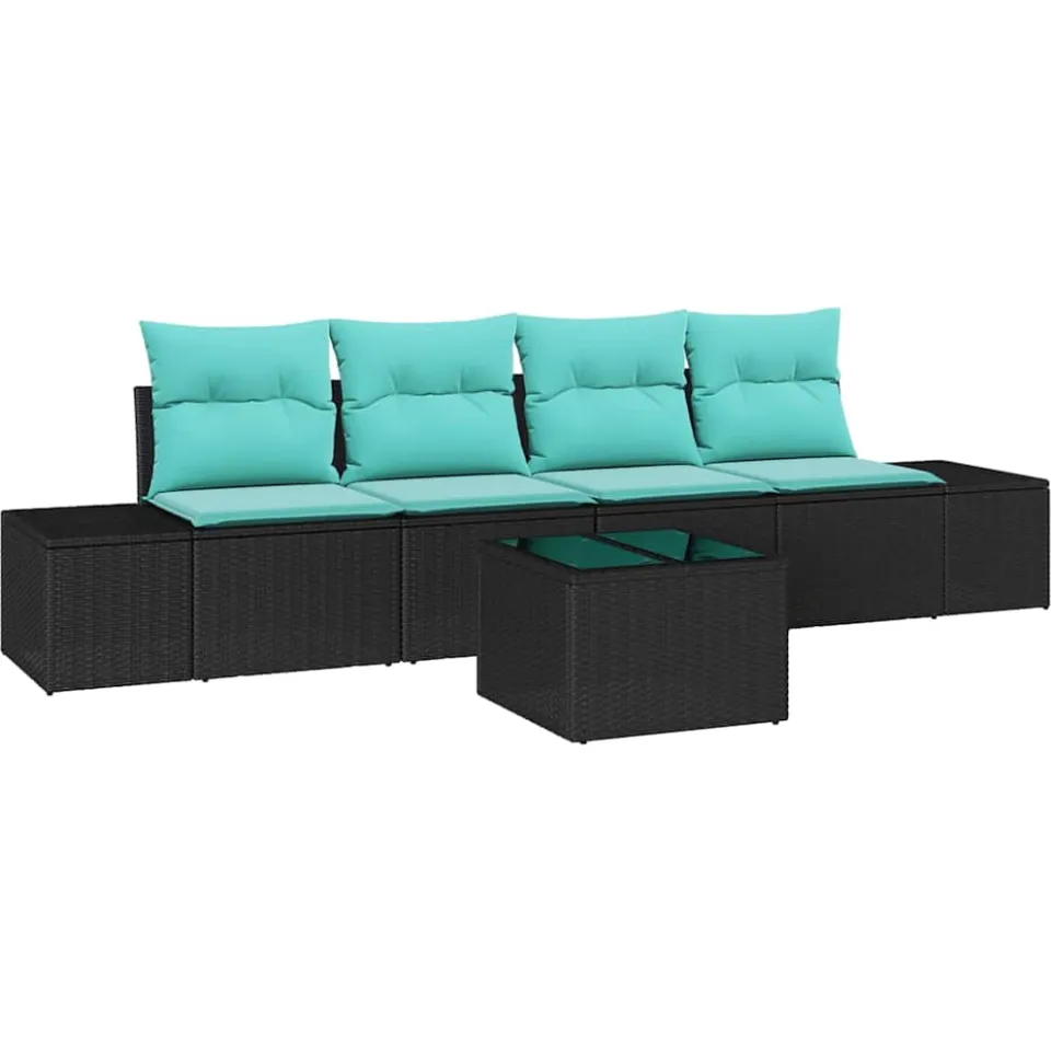 vidaXL Bankstel 5 st Zwart poly rattan