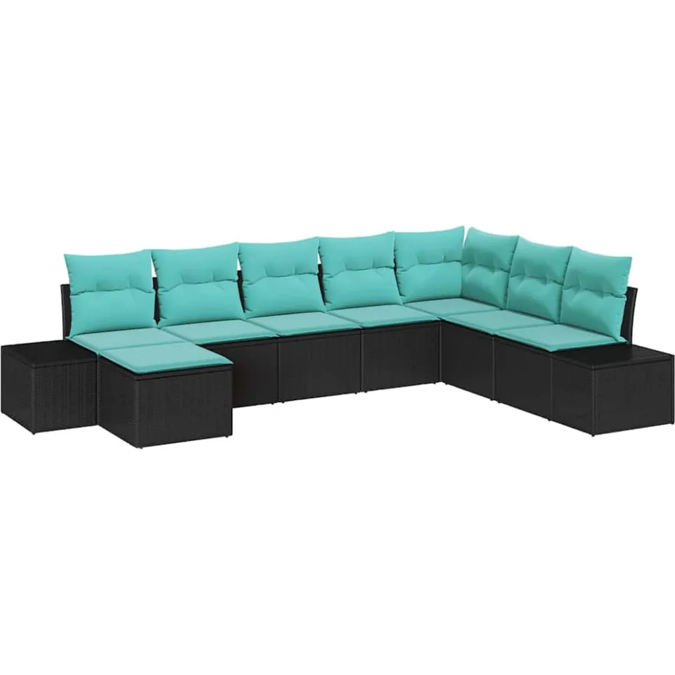 vidaXL Tuin Sofa Set 8 st Zwart poly rattan