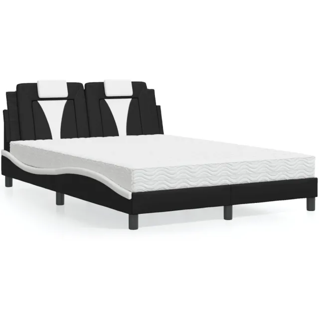 vidaXL Bed "Viana" met matras kunstleer zwart en wit 140x200 cm