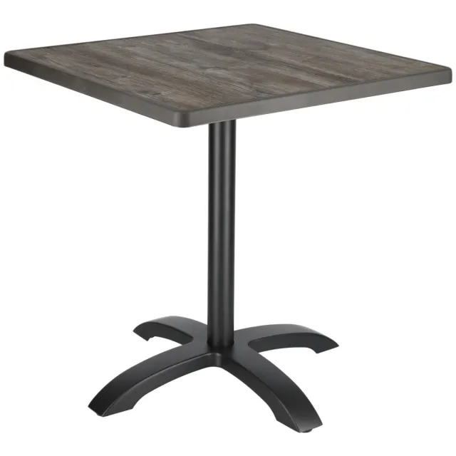 PULSIVA Tafel voor buiten Sevelit vierkant; 70x70x73.6 cm (LxBxH); Tafelblad pijnboom rustiek, frame zwart; rond