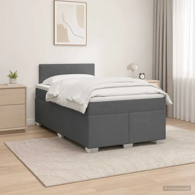vidaXL Boxspring Bed met Matras en LED Donkergrijs 120 x 190 cm Stof