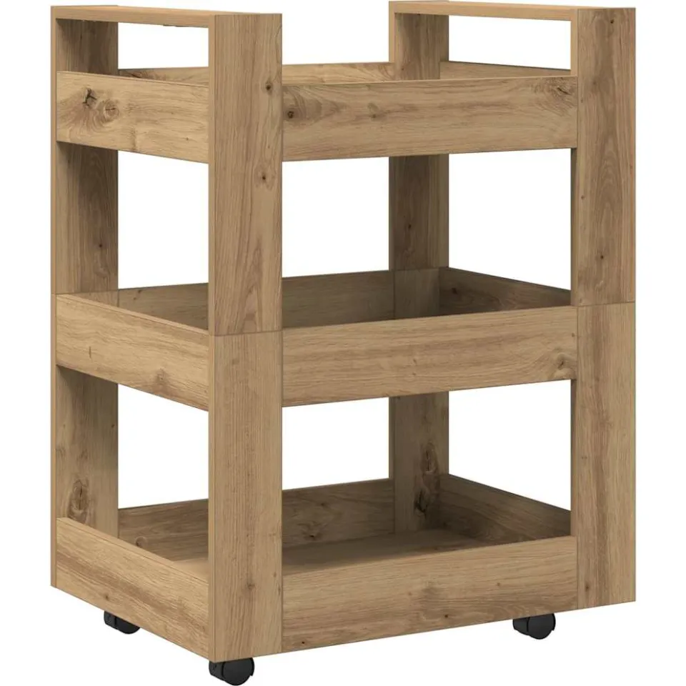 vidaXL Keuken Trolley Artisan Eiken 60 x 45 x 80 cm Bewerkt hout, foto 3