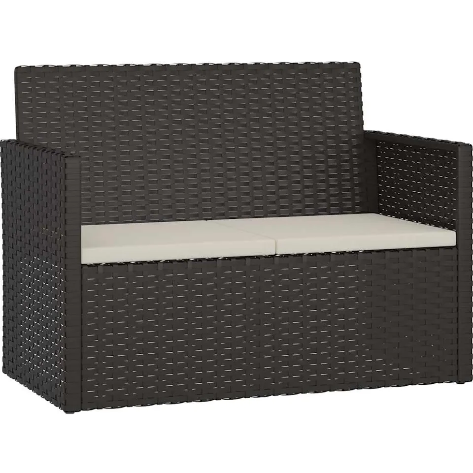 vidaXL 4-delige Loungeset met kussens poly rattan zwart, foto 4