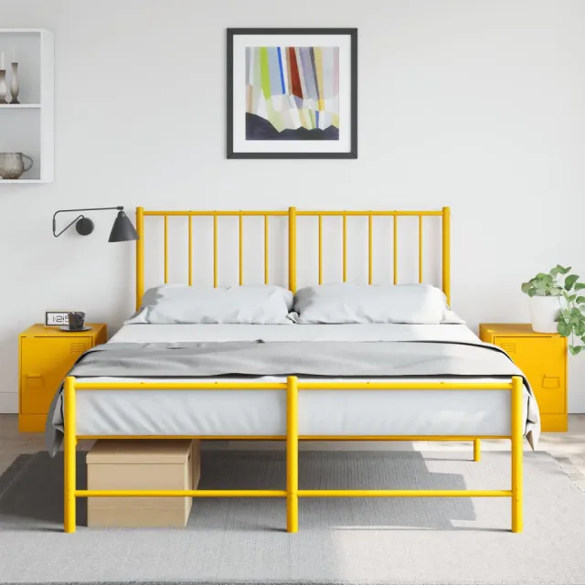 vidaXL Nachtkastjes 2 st 34,5x39x44 cm staal mosterdgeel, foto 2