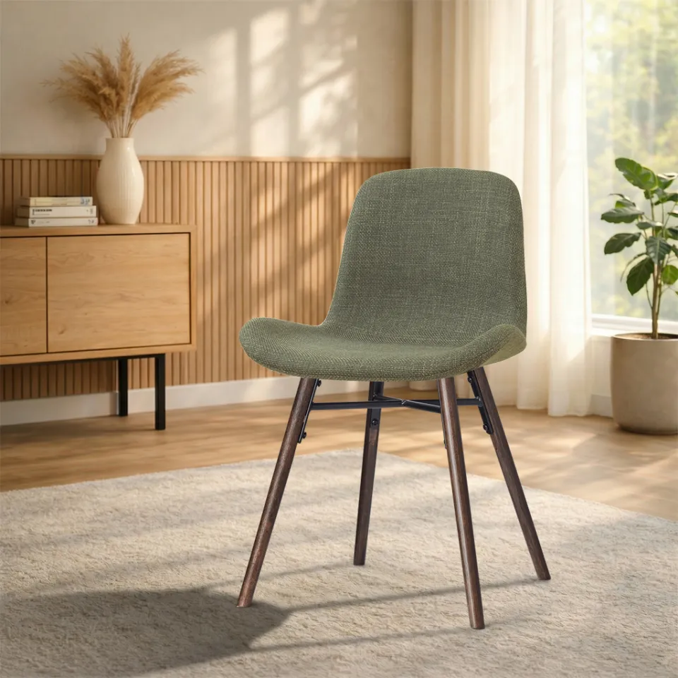 Nolon Nena-Fé eetkamerstoel forestgroen - walnoot houten onderstel, foto 2