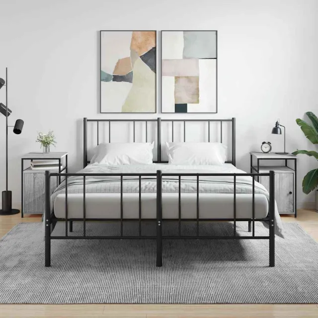 vidaXL Nachtkastjes 2 st 40x42x60 cm bewerkt hout grijs sonoma eiken, foto 2