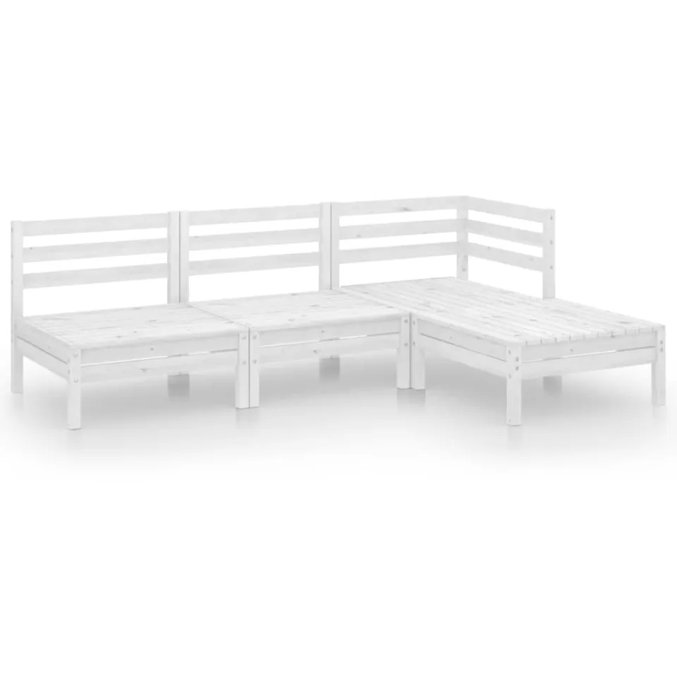 vidaXL 4-delige Loungeset massief grenenhout wit, foto 3