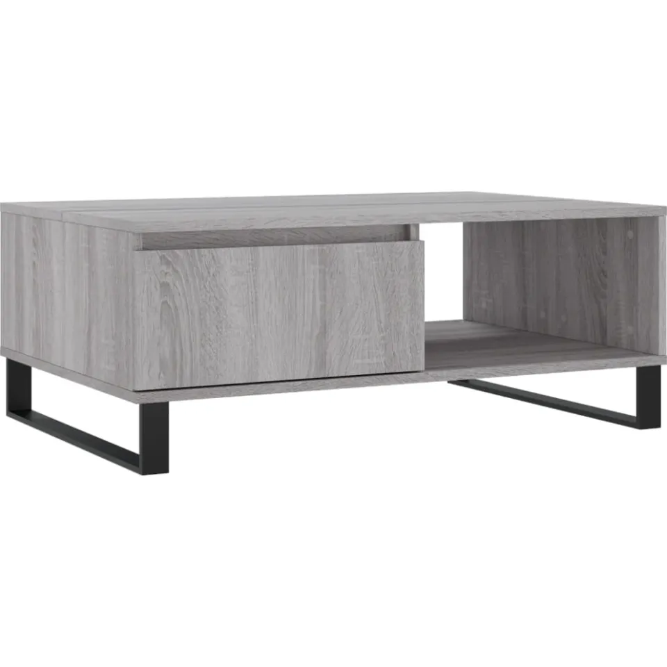 vidaXL Salontafel 90x60x35 cm bewerkt hout grijs sonoma eikenkleurig