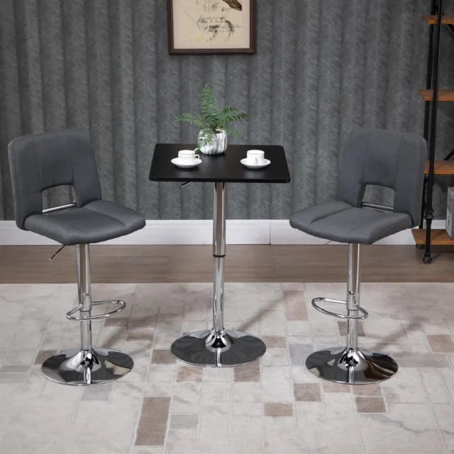 MEUNIQ hoogteverstelbare bartafel 60 x 60 cm met 360° draaibaar tafelblad, ronde metalen voet en krasbestendige voetjes, zwart, voor keuken of woonkamer