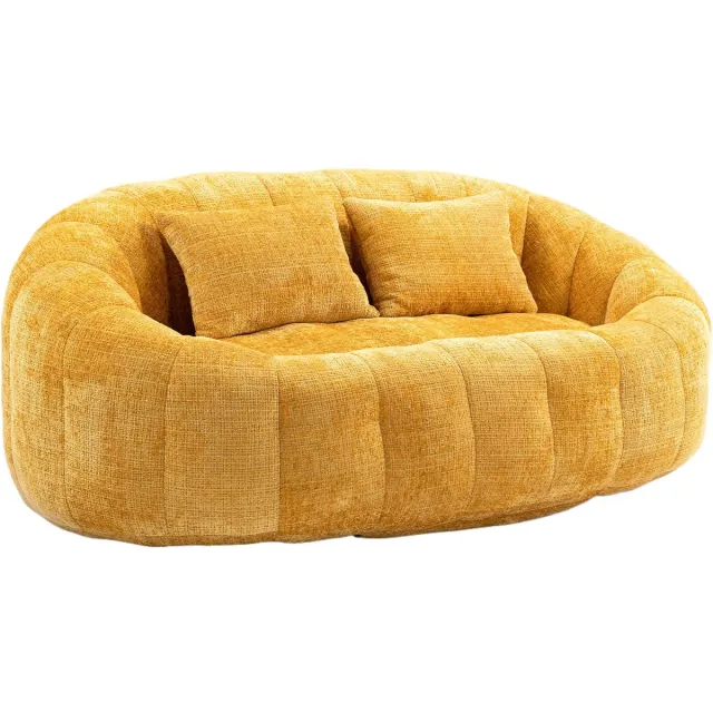 Merax Zitzak bank 2-Persoons – Chenille Geel – Traagschuim – 150x95 cm