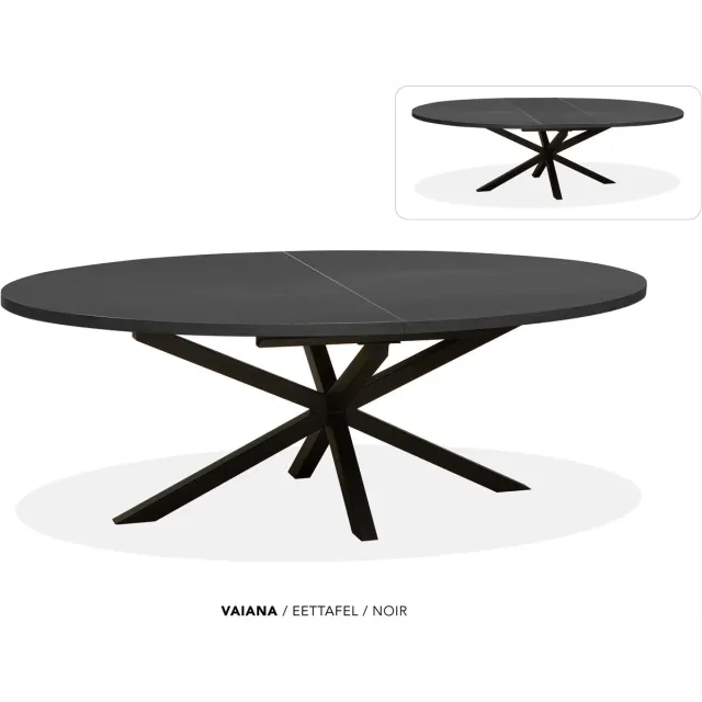 Maxfurn Ovale uitschuiftafel 180/240 | Zeer krasvast | Kleur: Zwart