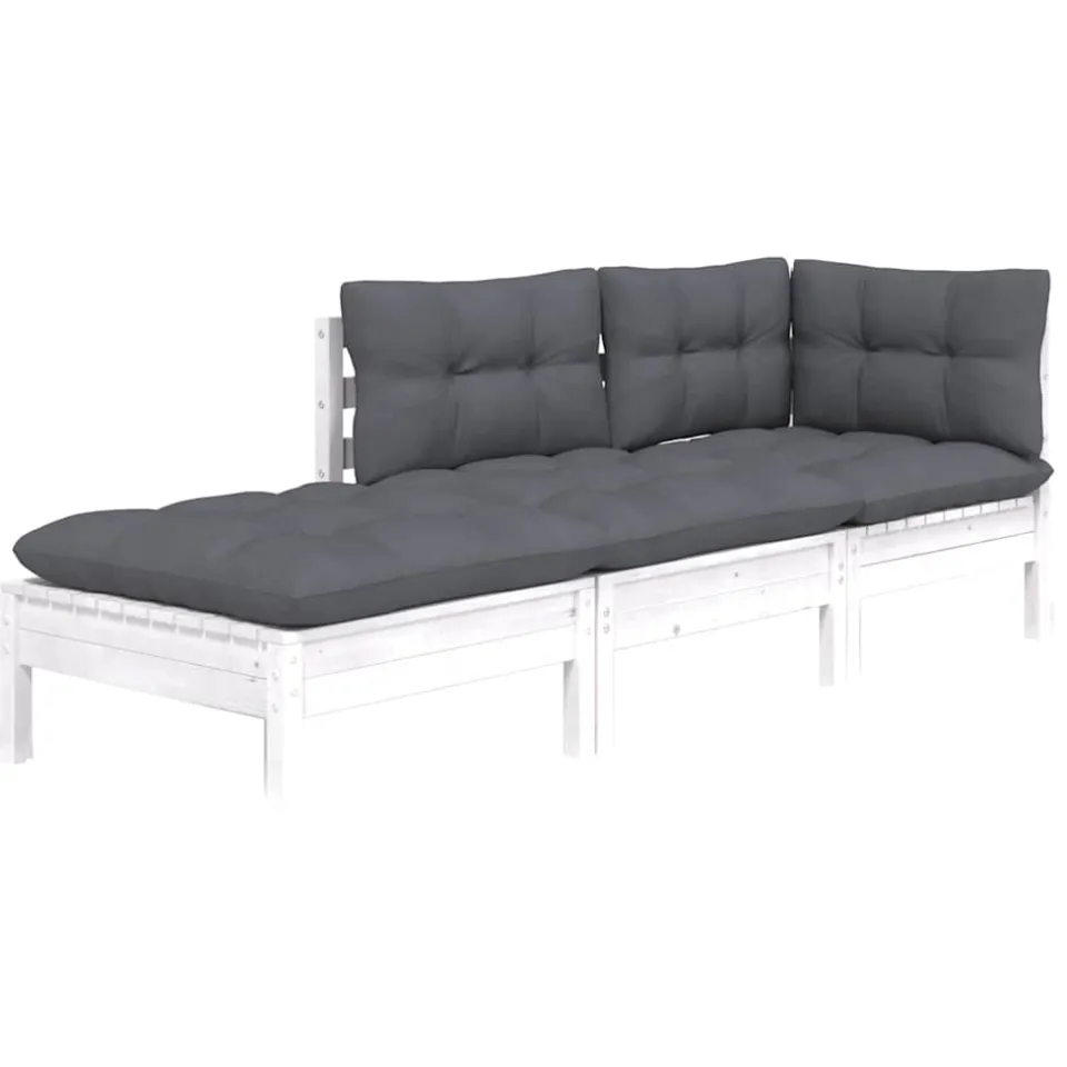vidaXL 3-delige Loungeset met kussens massief grenenhout Wit