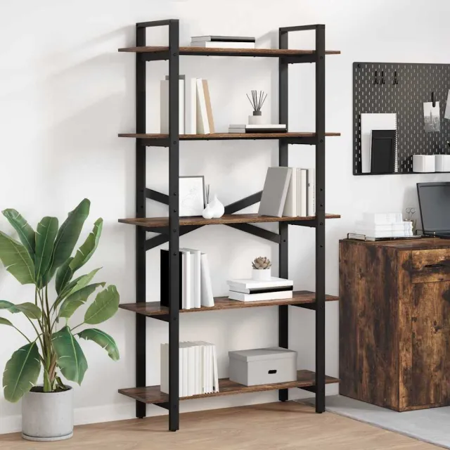 vidaXL Boekenkast 5-laags 100 x 33,5 x 178 cm Bewerkt hout bruin, foto 2