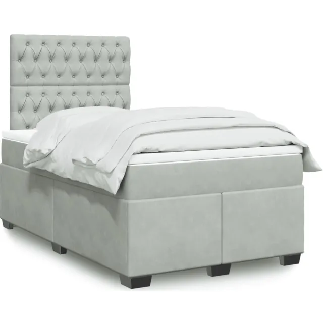 vidaXL Boxspring met matras fluweel lichtgrijs 120x200 cm grijs