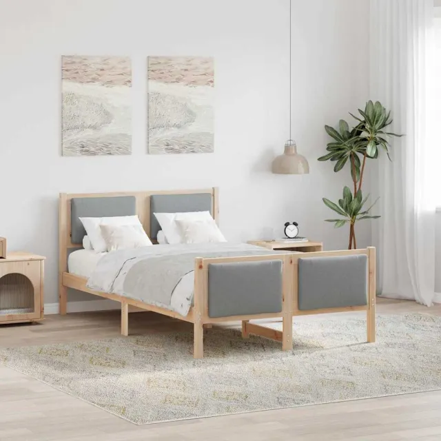vidaXL Bedframe met hoofdeinde Lichtgrijs 120 x 200 cm Stof Bruin