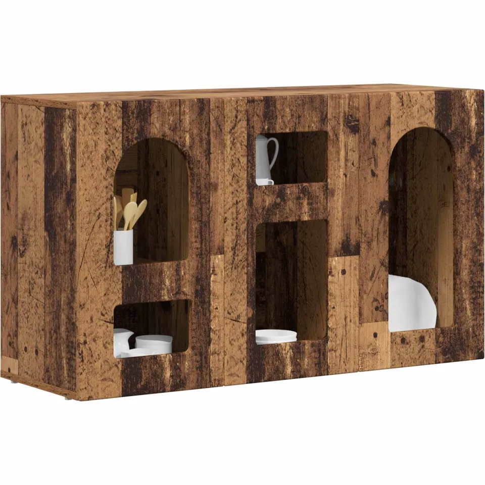 vidaXL Dressoir ELST Oudhout 100 x 35 x 59 cm Bewerkt hout Bruin