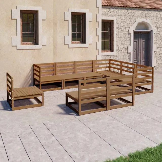 vidaXL 9-delige Loungeset massief grenenhout honingbruin bruin, foto 2
