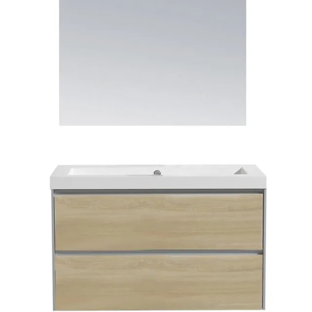 Sanilux PL 100 greeploos badmeubelset light wood