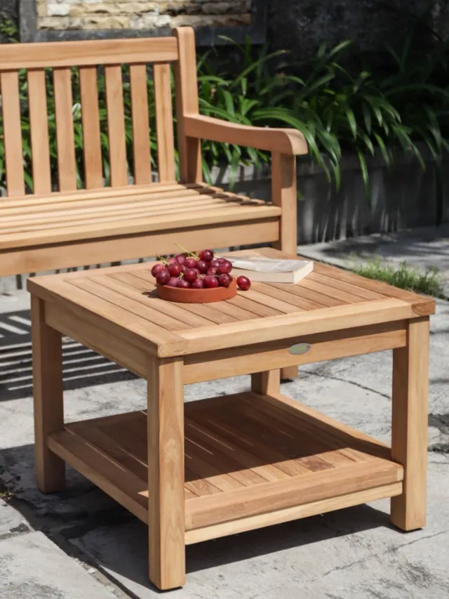 teakea Bijzettafel teak 60 x 60 x 45 cm - met onderblad Bruin