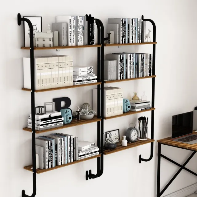 Sensa Boeken Rek - Kasten - Wandrek - Wandrek industrieel - Kantoorkast - 150x64x20 - Okkernoot