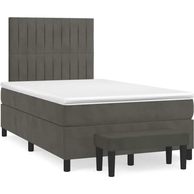 vidaXL Boxspring met matras fluweel donkergrijs 120x190 cm grijs