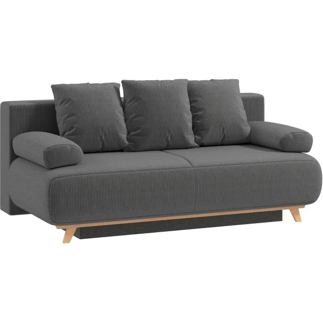 Homona Slaapbank - Met opbergruimte en 5 kussens - 188 x 140 cm - Grijs
