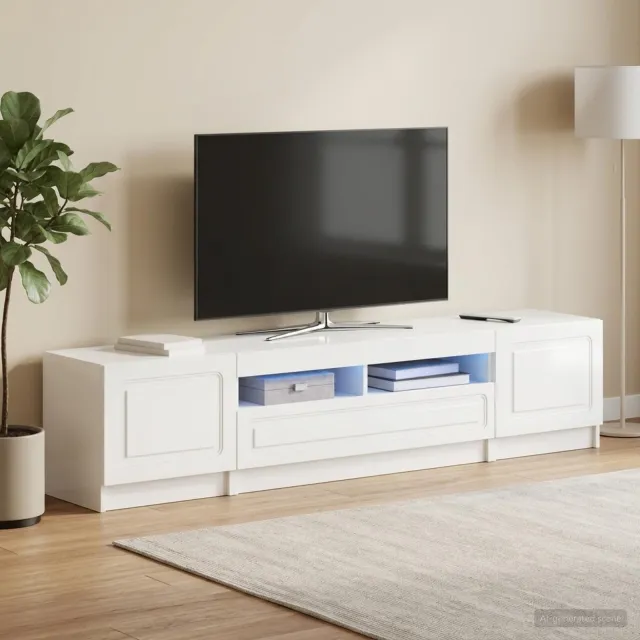 vidaXL LED tv-meubel UTRECHT 3 st Hoogglans Wit Bewerkt hout