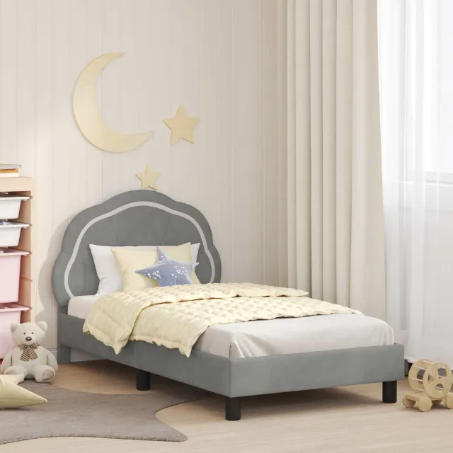 vidaXL Bedframe voor kinderen met hoofdbord Lichtgrijs 80 x 160 cm