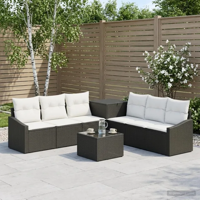 vidaXL Bankstel 8 st Zwart en Cream Wit 55 x 55 x 37 cm