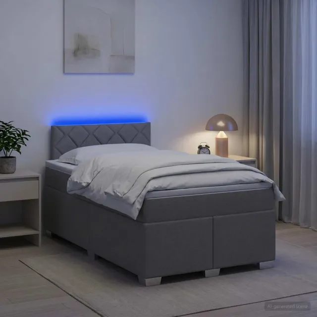 vidaXL Boxspring Bed met Matras en LED Lichtgrijs 120 x 200 cm Stof