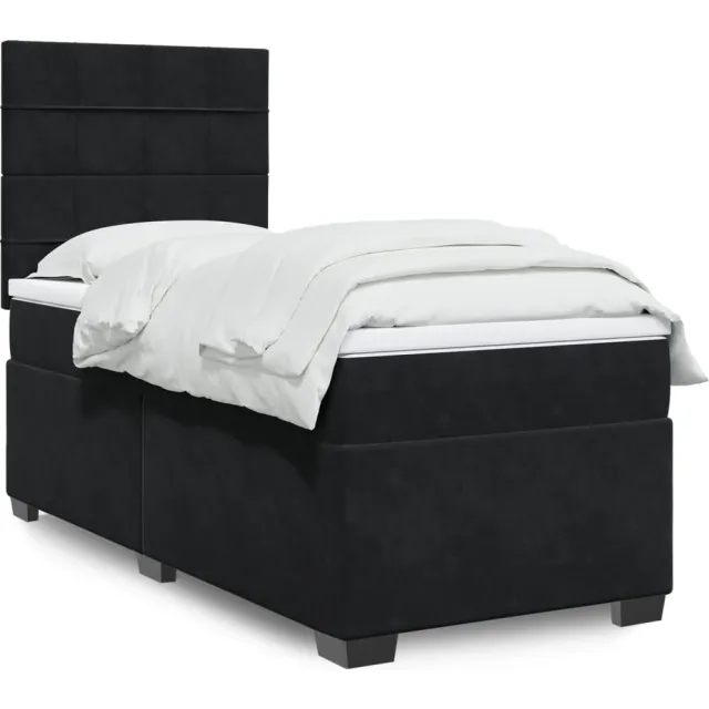vidaXL Boxspring met matras fluweel zwart 100x200 cm