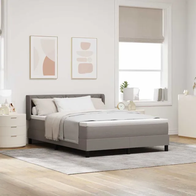 vidaXL Boxspringbed met kussen met hoofdeinde Taupe 200 x 140 cm Stof