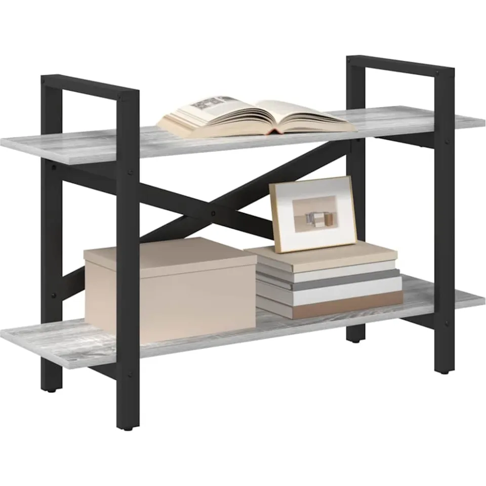 vidaXL Boekenkast Grijs Sonoma 100 x 33,5 x 64 cm Bewerkt hout 2-laags