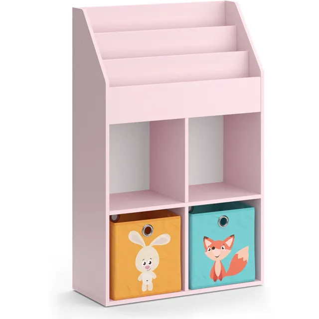 Vicco Luigi Kinderboekenkast – 72 x 114.2 cm met 2 vouwdozen (kleurrijk) Roze