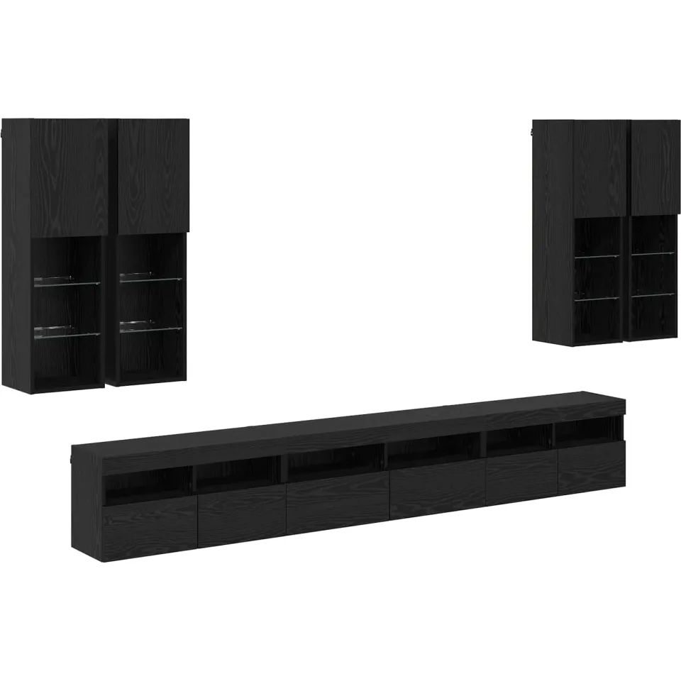 vidaXL TV Wandkast Set 7 st 100 x 30 x 40 cm Zwart Eiken, foto 3