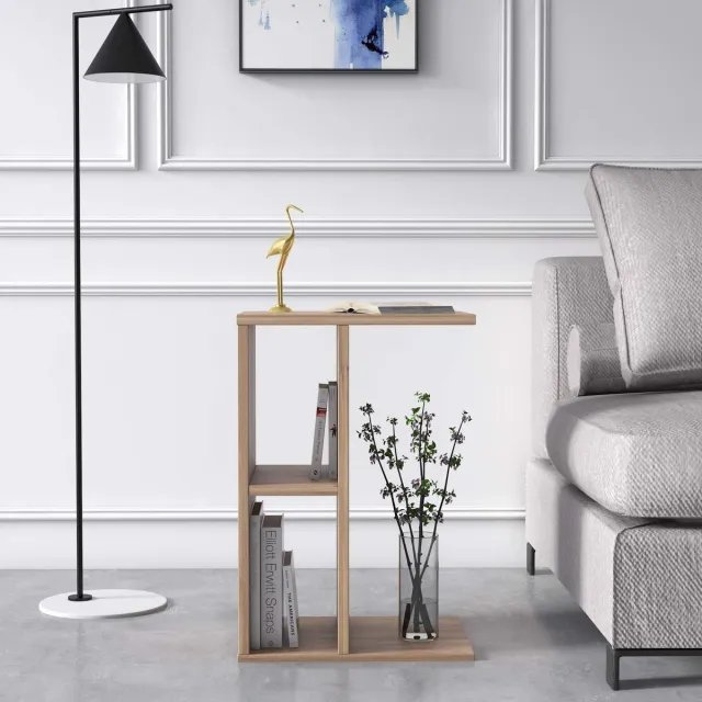 Unyqoos Moderne zijtafel met slimme opbergoplossing en stijlvol eikenhout design