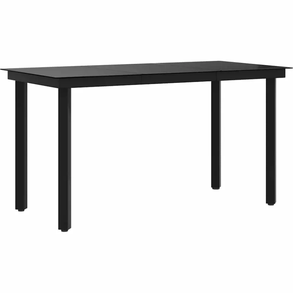 vidaXL Tuintafel 140x70x74 cm staal en glas zwart